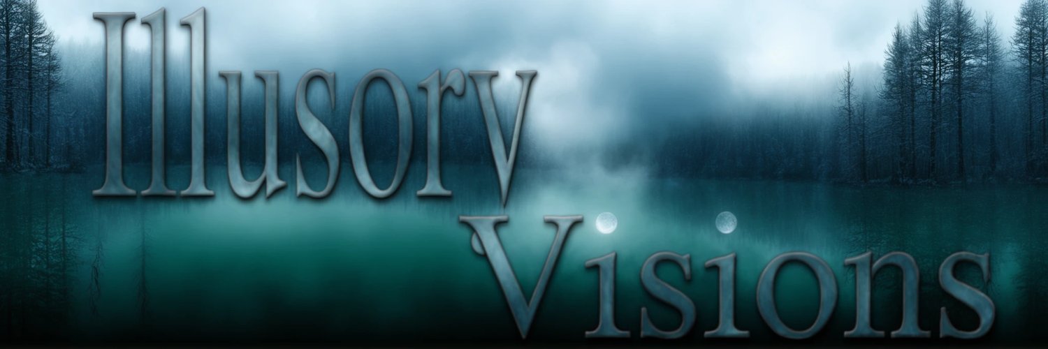 Stylized Illusory Visions in front of a foggy forest lake scene